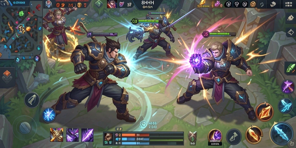 Tangkapan layar menampilkan aksi seru dalam game MOBA 8HHH.