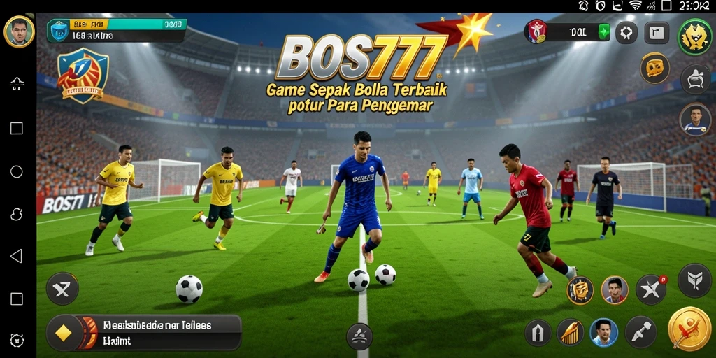 Screenshot gameplay BOS777 menampilkan aksi seru di lapangan sepak bola.
