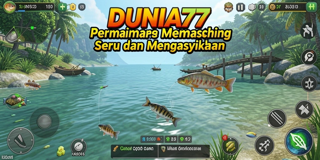 Gameplay seru DUNIA77 dengan aktivitas memancing yang menantang.