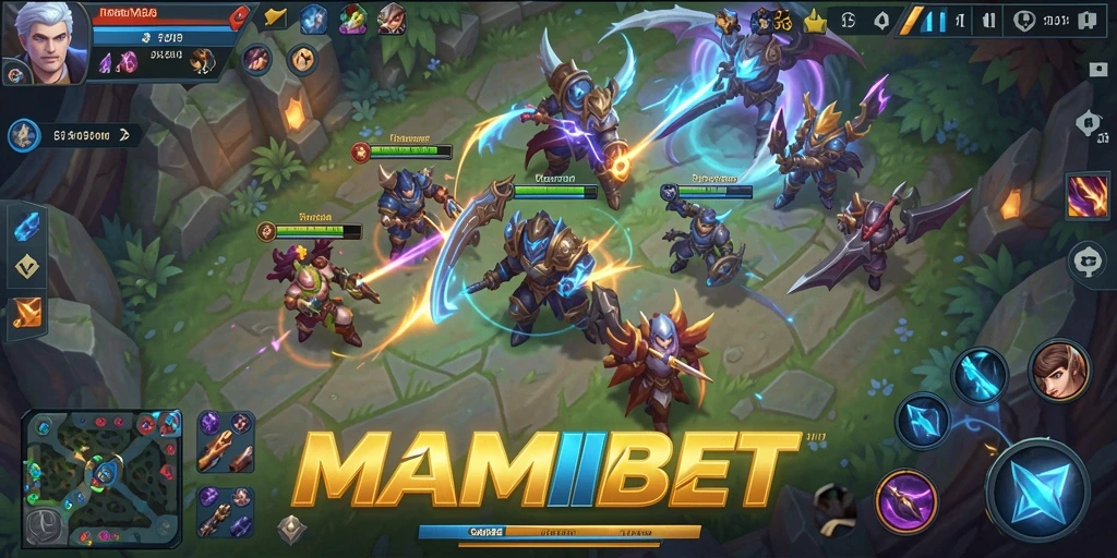 Tampilan gameplay seru dalam MAMIBET dengan aksi MOBA mendebarkan.