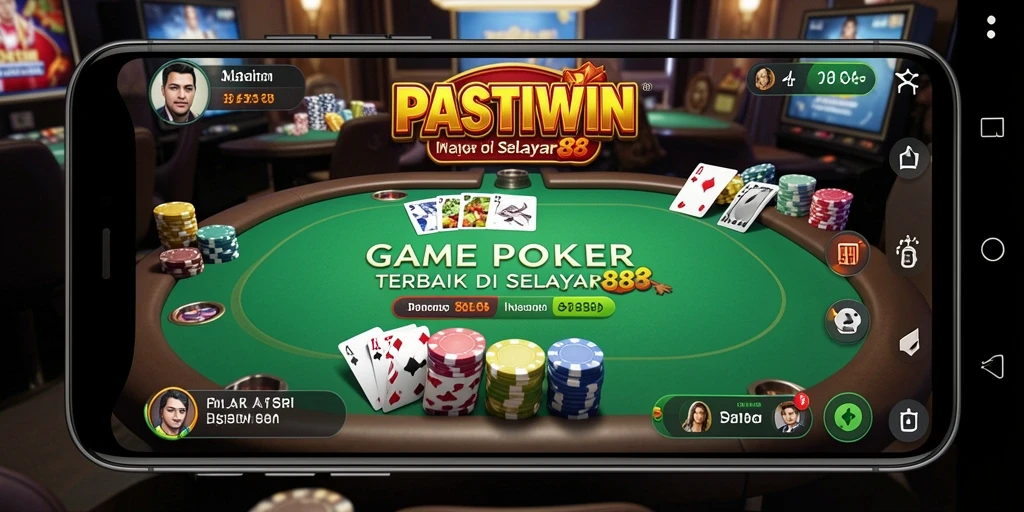Screenshot PASTIWIN menampilkan gameplay poker yang seru dan interaktif.