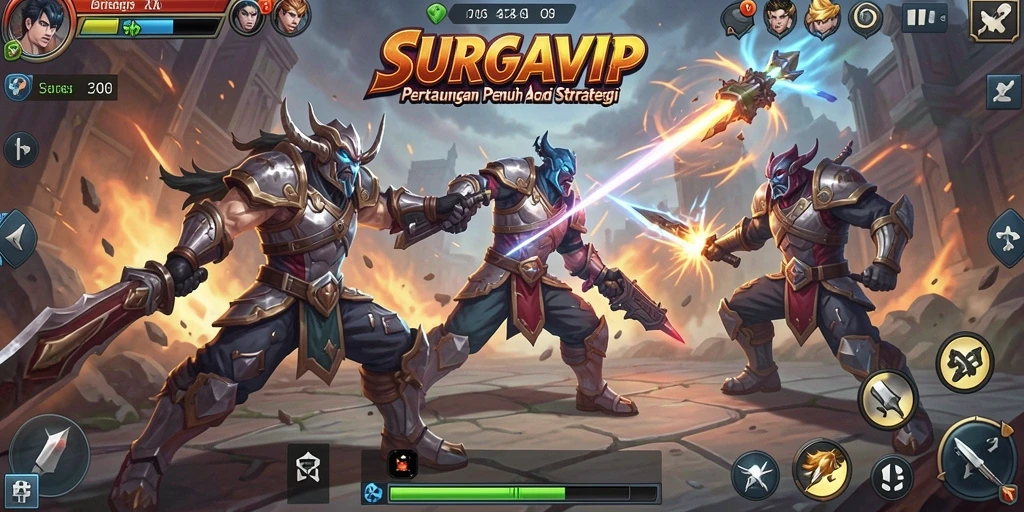 Tangkapan layar <strong>SURGAVIP</strong> menampilkan pertarungan seru dengan grafis yang memukau.