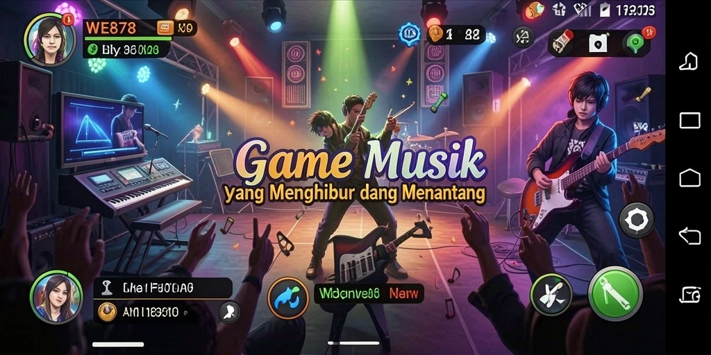 Tampilan gameplay WE878 dengan musik yang menggugah semangat.