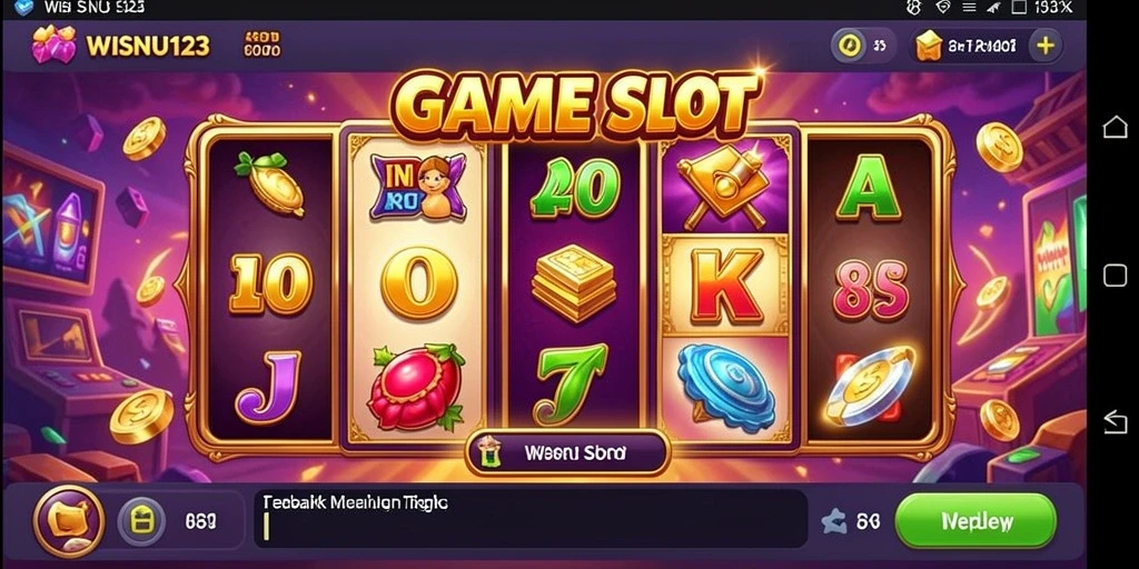 Tampilan gameplay menarik dari WISNU123 dengan simbol slot berwarna-warni.